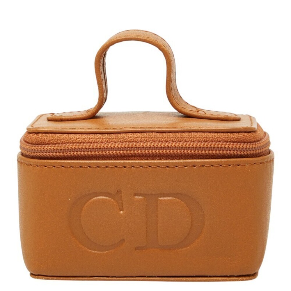 Christian Dior CD Pouch Clutch vanity case brown leather